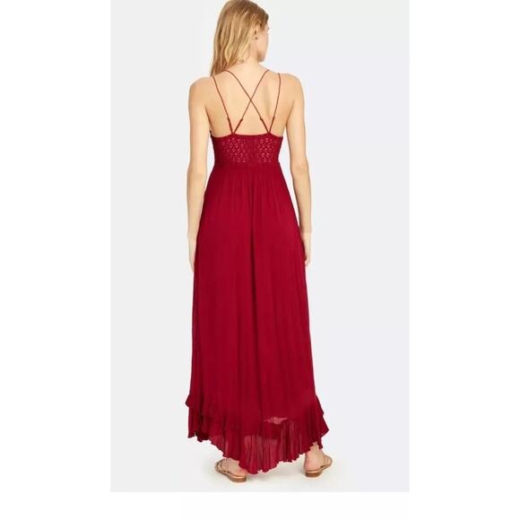 Free People Adella Crochet Maxi Slip Dress Womens Small Red Boho Festival - Picture 4 of 13